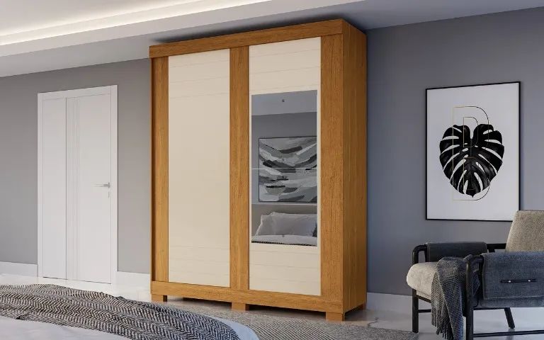 Guarda Roupa Ayla com Espelho, 100% MDF (Novo) - Foto 4