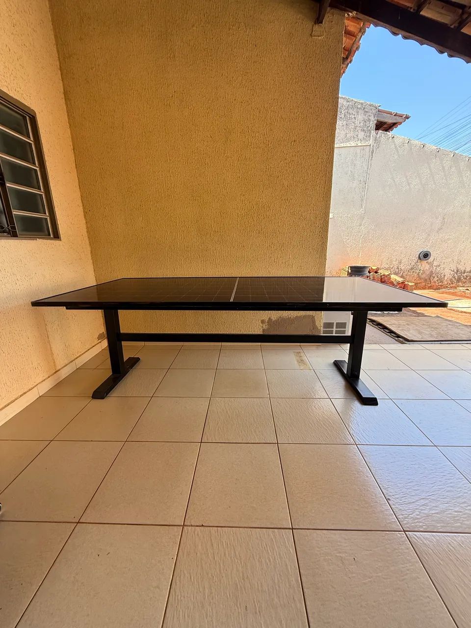Mesa 8 lugares com tampo de placa solar, base de aço, 2,30m - Foto 2