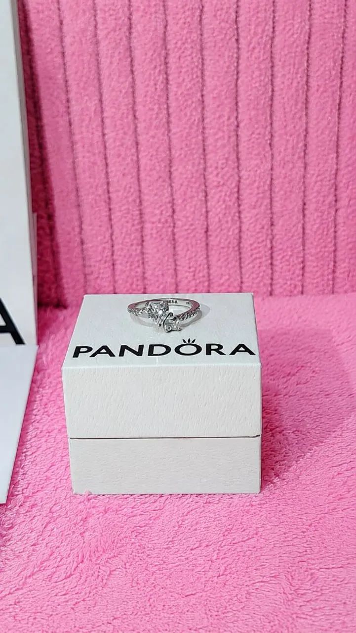 anel pandora prata dois corações aro 18 - Foto 2