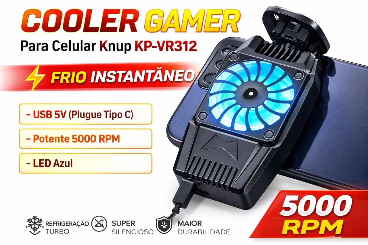 Cooler para Smartphone Knup KP-VR312 LED RGB Gamer Anti-Aquecimento - Foto 2