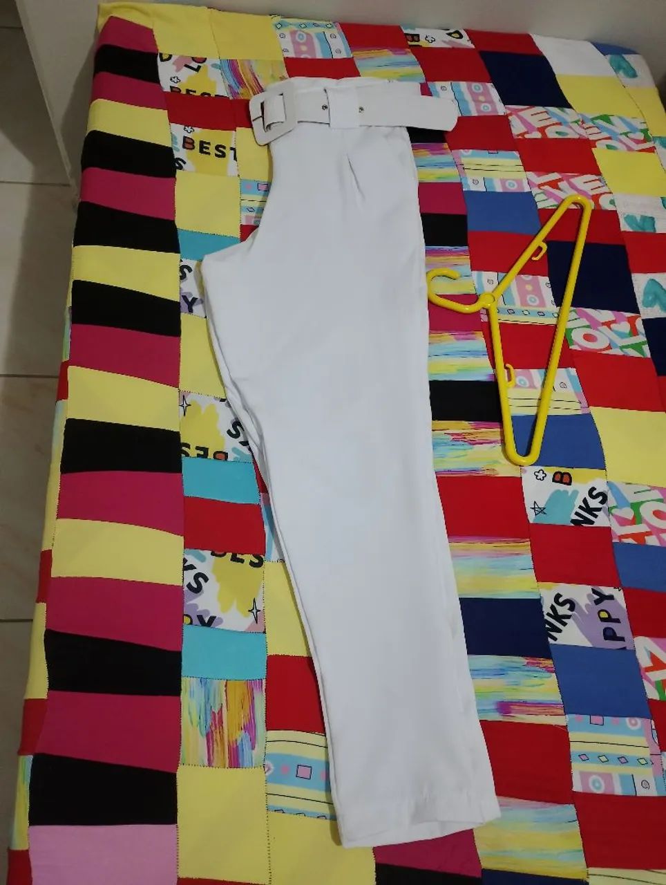 Calça social feminina crepe com cinto tamanho 38 