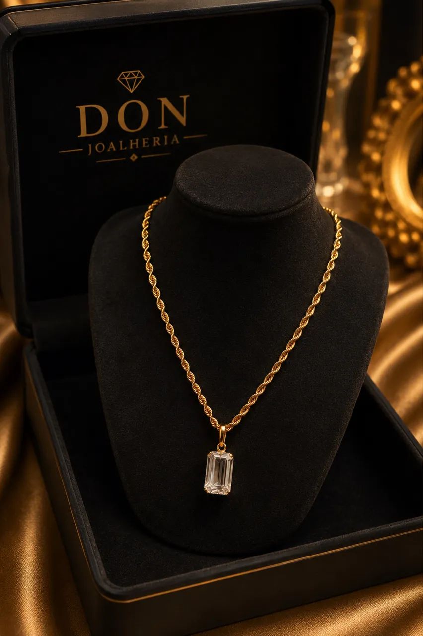 Conjunto Trancelim e Cristal em Ouro 18k 750