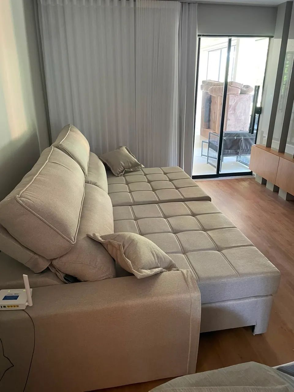 Sofá retrátil reclinável 2.90 linho cinza 
