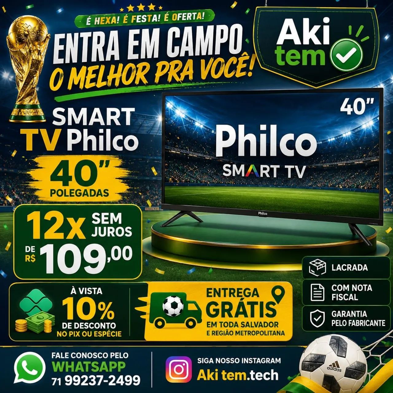 SMART TV PHILCO 40 POLEGADAS ROKU TV LACRADA COM NOTA E GARANTIA DE FÁBRICA 01 ANO.