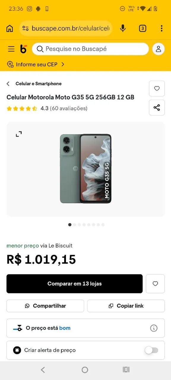 Smartphone motog35 256gb 