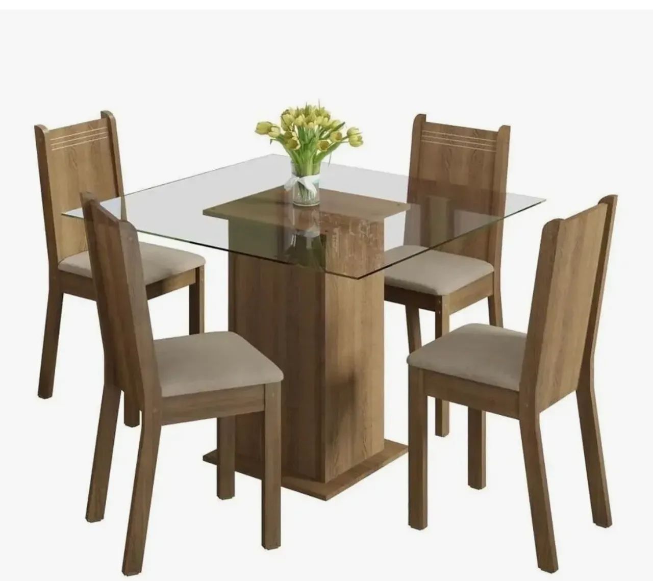 Mesa 4 lugares tampão de vidro