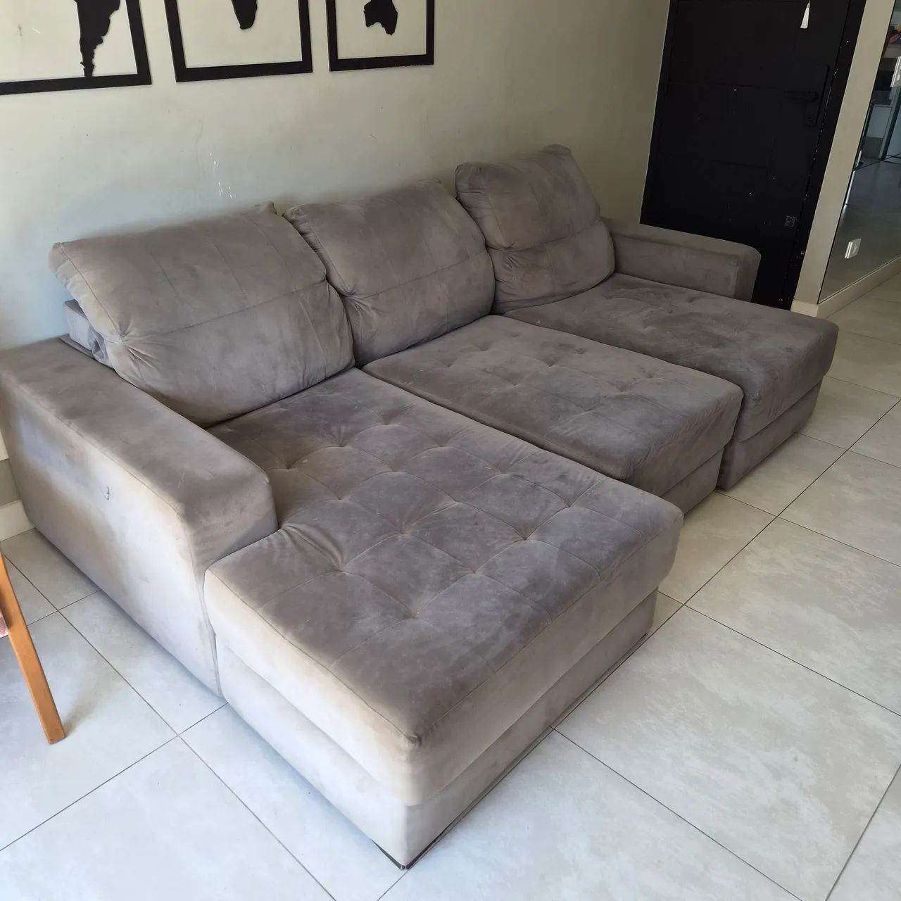 Sofá retrátil cinza de 3 lugares - R$-600,00 - Foto 2