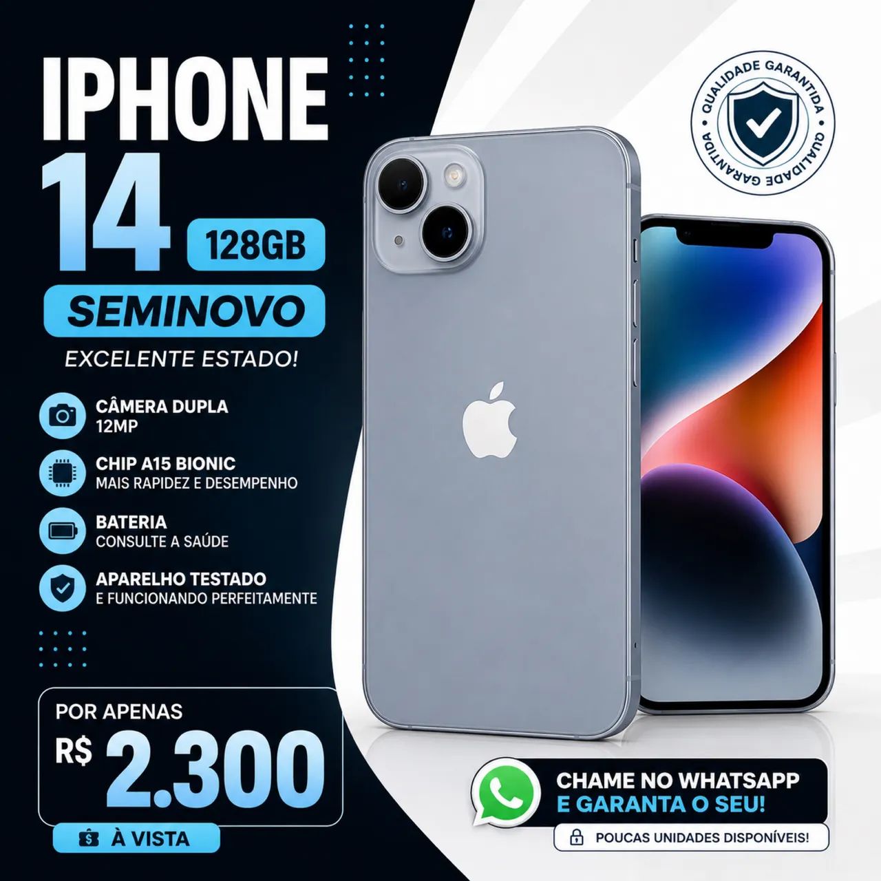 美品iPhone14 128G 【No.5523】 iPhone 14 128 gb - Celulares e Smartphones - Campina Grande do Sul