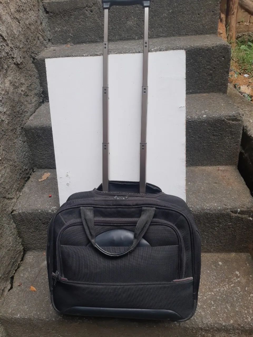 Bolsa executiva masculino preta com carrinho