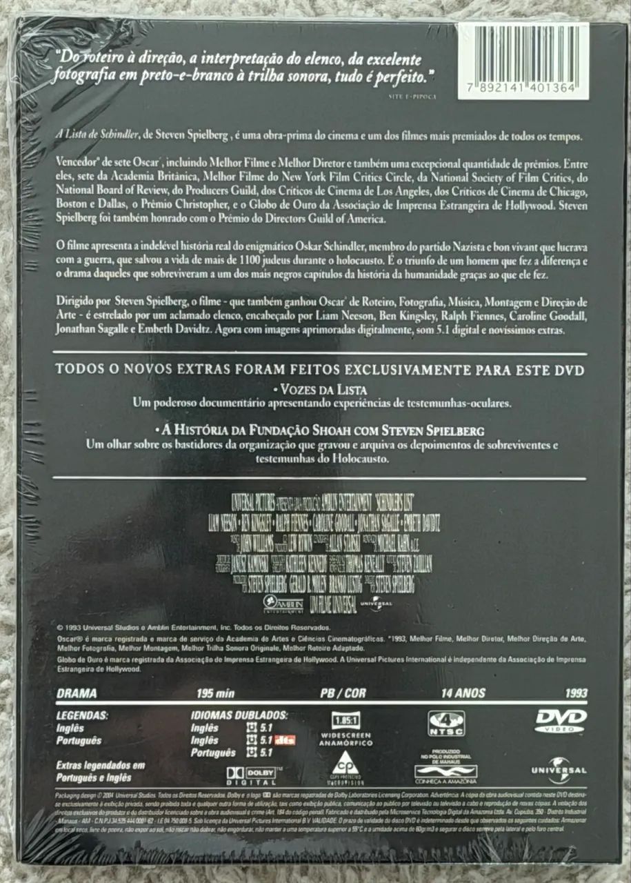 DVD A Lista de Schindler (original e lacrado) - Foto 2