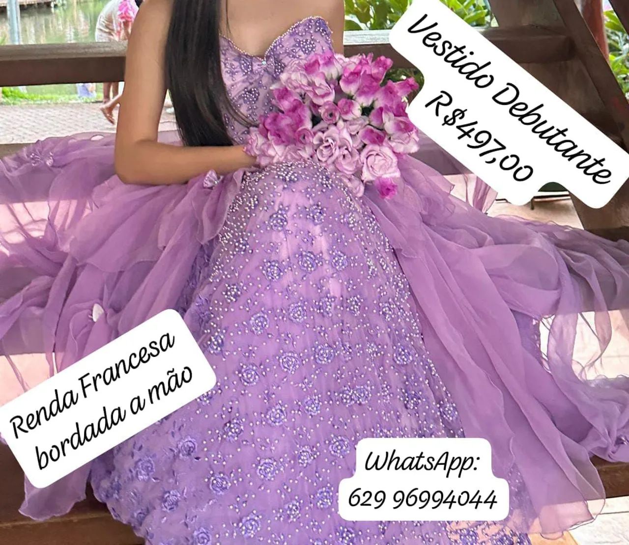 Vestido Debutante com Renda Francesa 