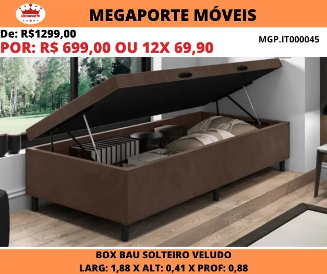 Box Baú Solteiro Veludo  - Foto 2