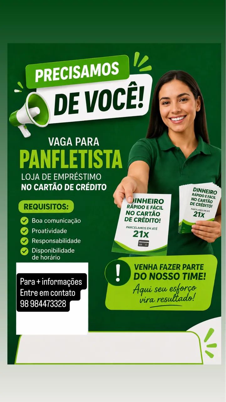 Vaga para panfletista 
