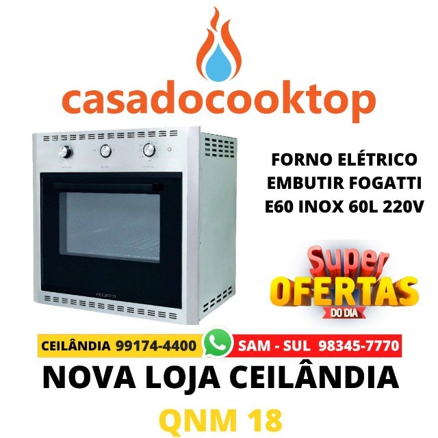 Forno Elétrico Embutir Fogatti E60 Inox 60L