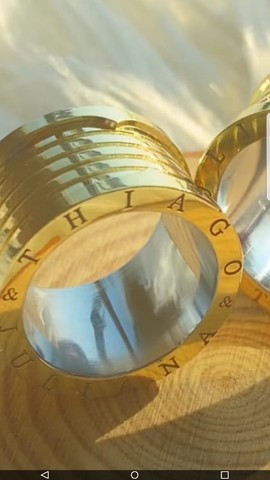 Lindo par de alianças bvulgari carretel de moeda antiga forradas anatômicas maciças  - Foto 2