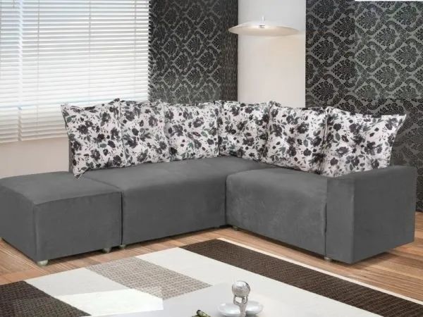 Conjunto de sofá de canto 2 x 3 lugares com Puff REF 5040 - Receba Hoje - Maio154 - Foto 5