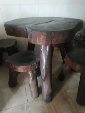 Mesa rustica Tora madeira inteira  + 4 bancos  - Foto 3