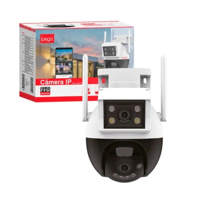 Câmera Segurança Externa IP 360º Wi-Fi Lente Dupla 3Mp Prova D'água e Poeira