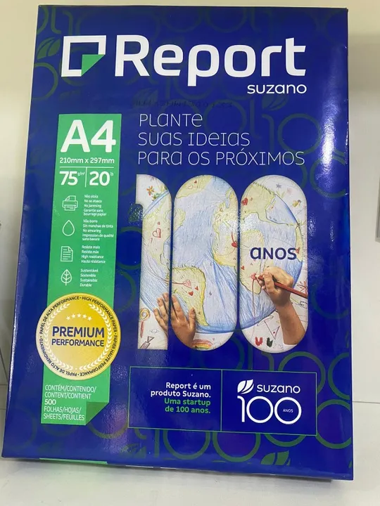 Papel A4 Report - 210 x 297 mm 75g Branco Pacote com 500 Folhas -Loja Coimbra Computadores