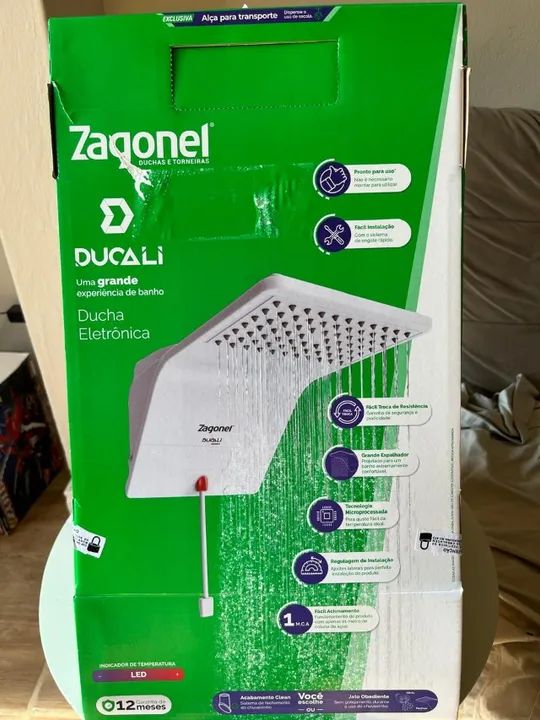 Ducha Eletrônica Ducali Zagonel Branco 220V / 7500W - Lacrada