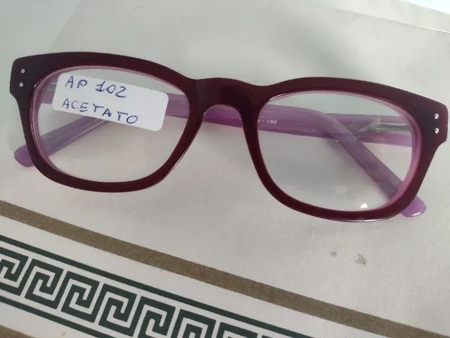 óculos (armação) em acetato, cor em 2 tons roxo e lilás, haste com mola - Foto 3