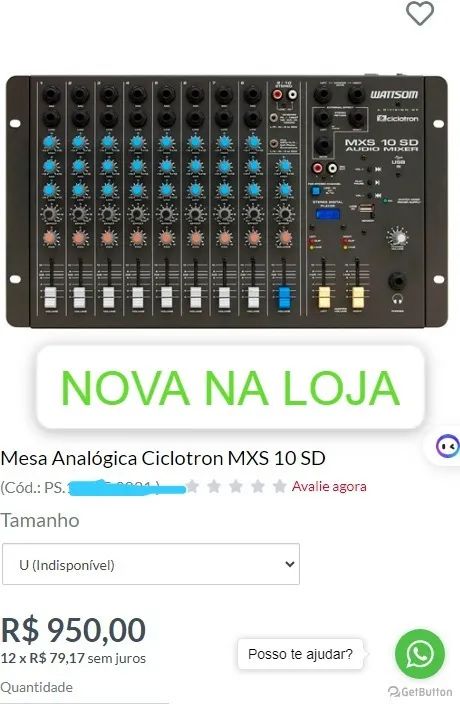  Mesa de Som Ciclotron Wattsom MXS 10 SD - USB (seminova) - Foto 4