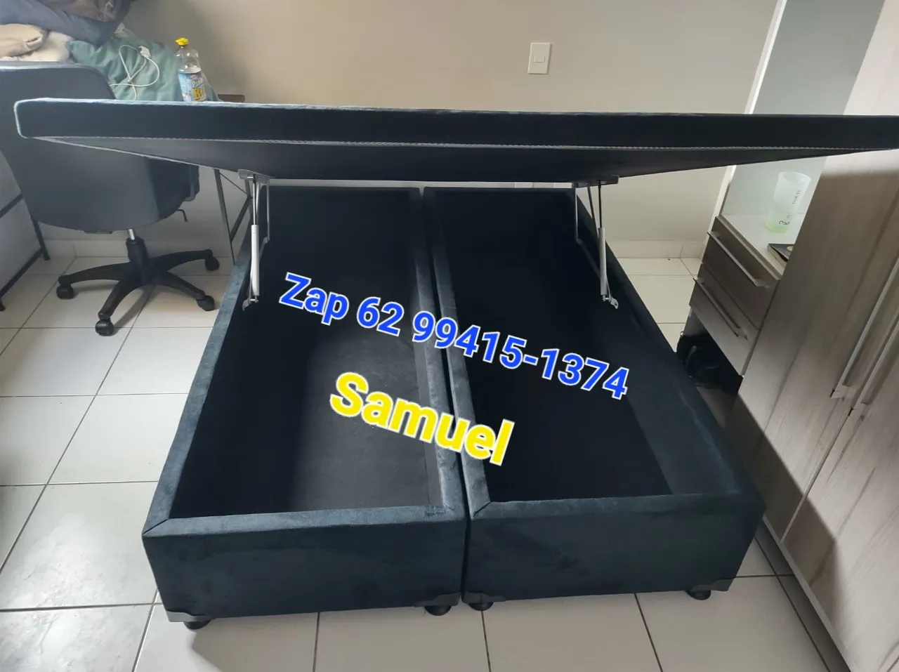 Cama Box Baú casal bi partido Conforto e Espaço Extra para o Seu Quarto!"**