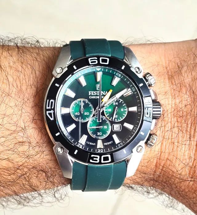 Relógio Festina Chrono Bike verde silicone verde super conservado - Foto 2