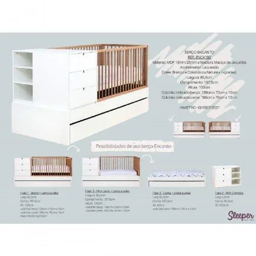 Berço com comoda/trocador embutidos/ possui bicama  - Foto 3