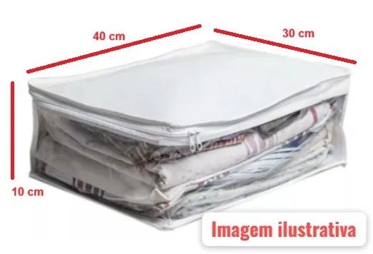 Organizador Multiuso TNT com Zíper na cor Branca marca Praticita 10 x 40 x 30cm  - Foto 4