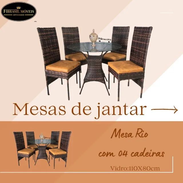 Conjunto de jantar em fibra sintética com 04 cadeiras, direto da fabrica!!!!