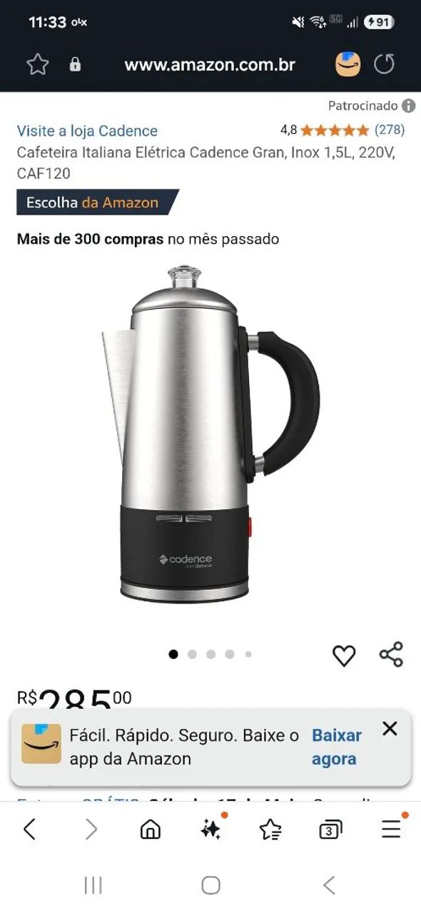 Vendo Cafeteira italiana elétrica com nota fiscal