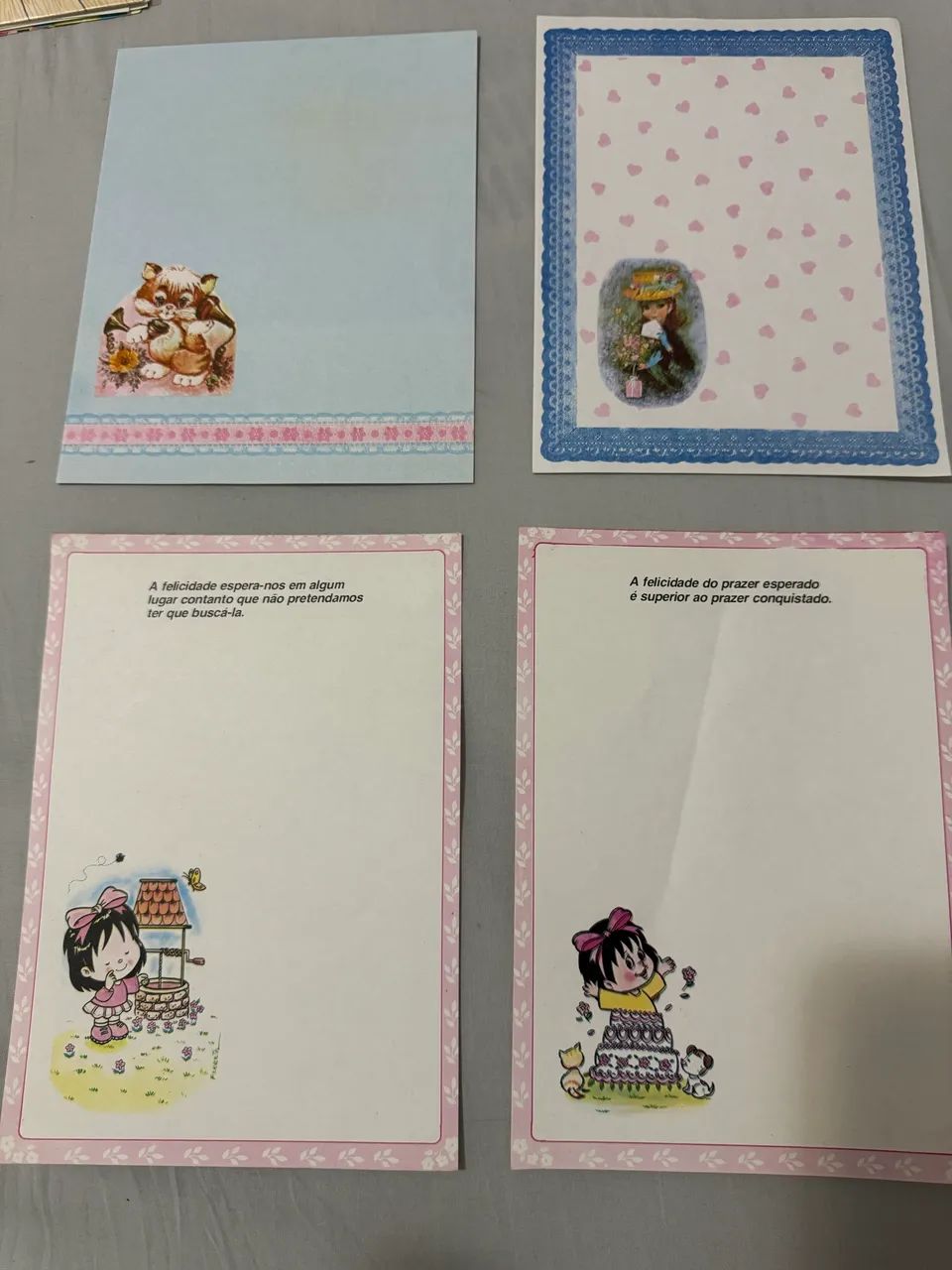 Kit 4 papéis de cartas vintage e raro, da década de 80/90