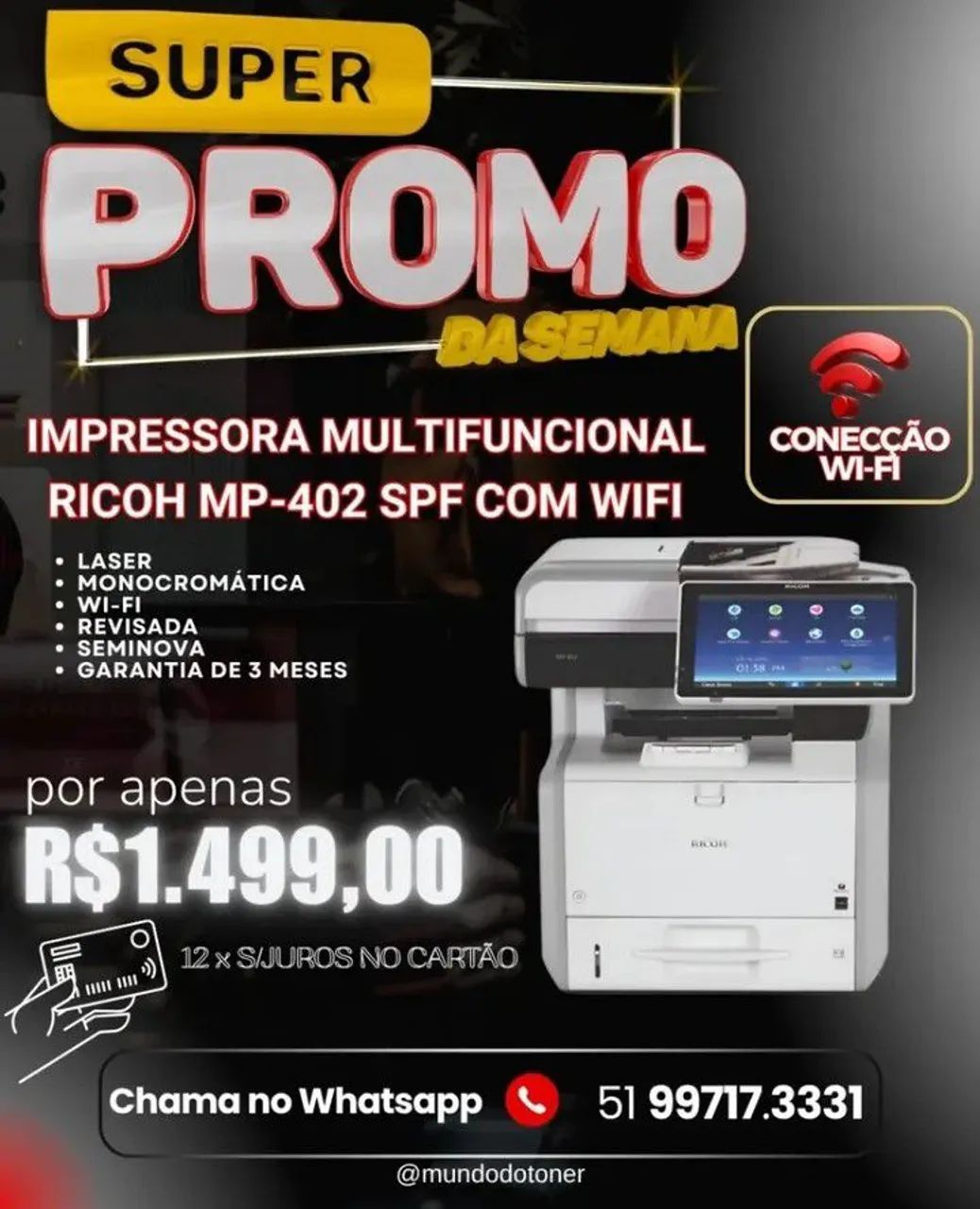Impressora Multifuncional Ricoh MP-402 SPF com Wi-Fi