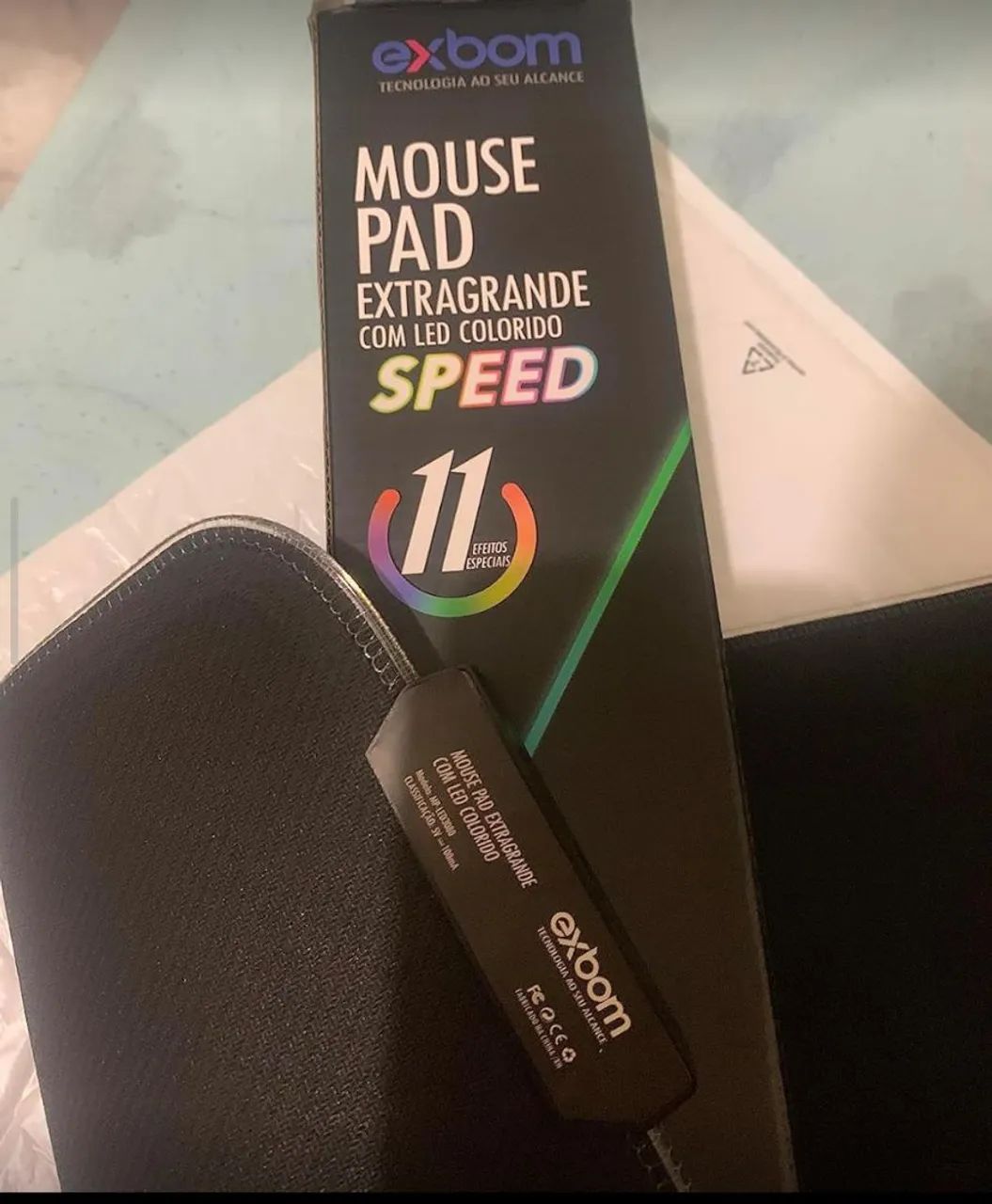 Mousepad Gamer Extra Grande com LED Colorido - Exbom