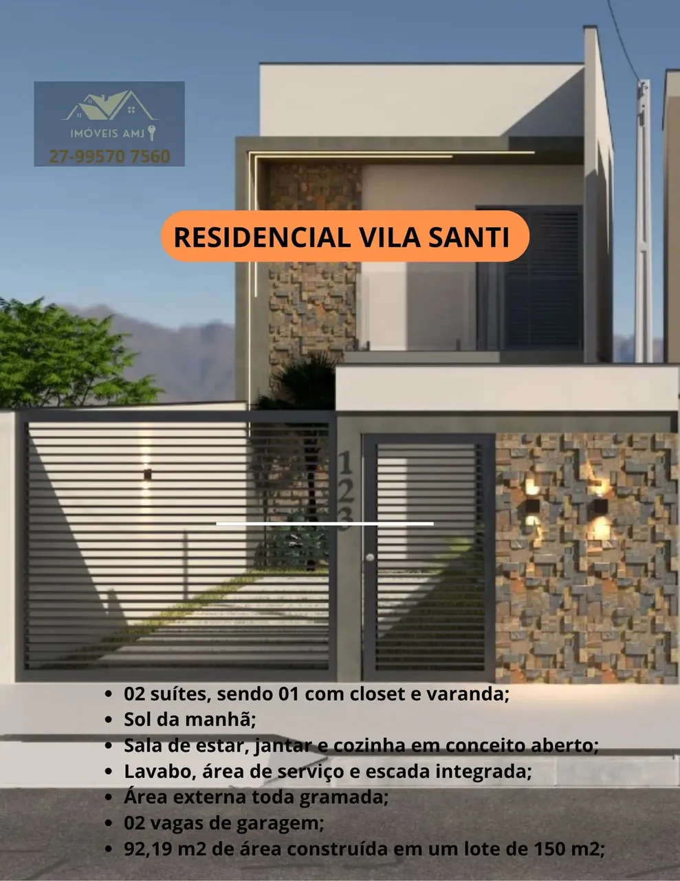 Vende-se moderno Duplex no Residencial Vila Santi. São 02 suítes, sendo 01 com close e var