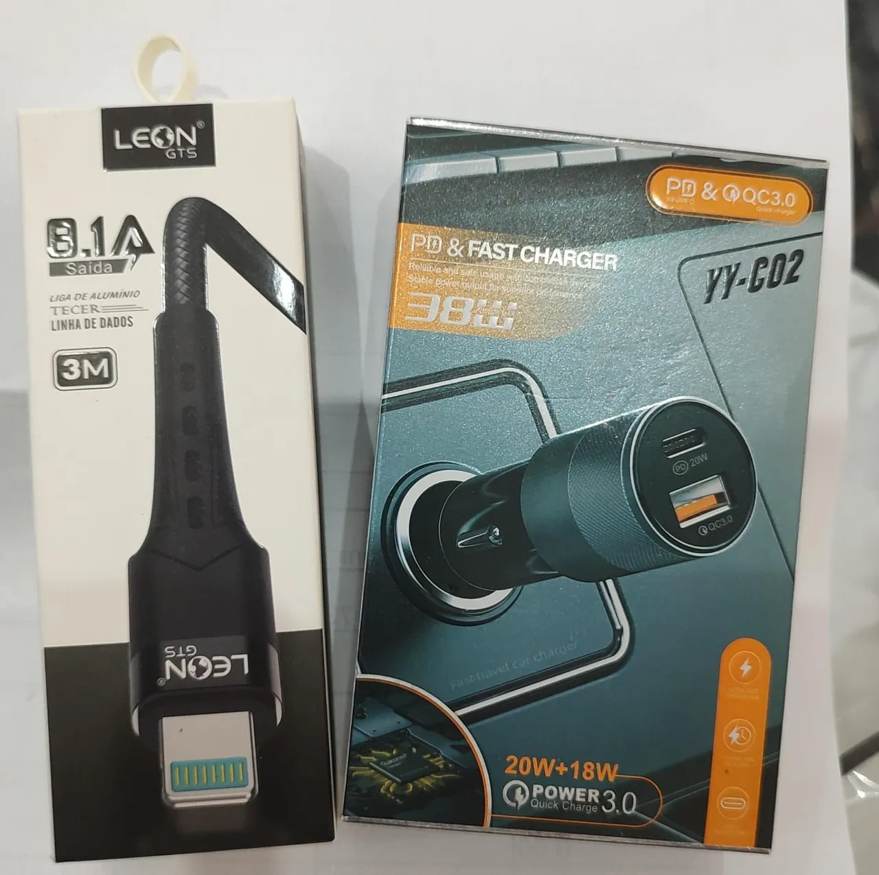 Carregador Veicular Rápido 20W+18W PD e QC3.0