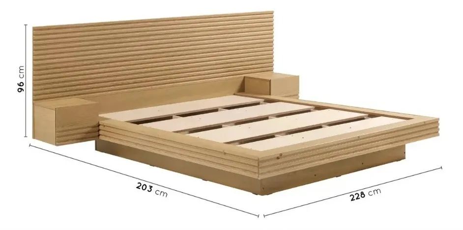 Cama Casal com Cabeceira e Mesa de Apoio - Cor Carvalho - Foto 3