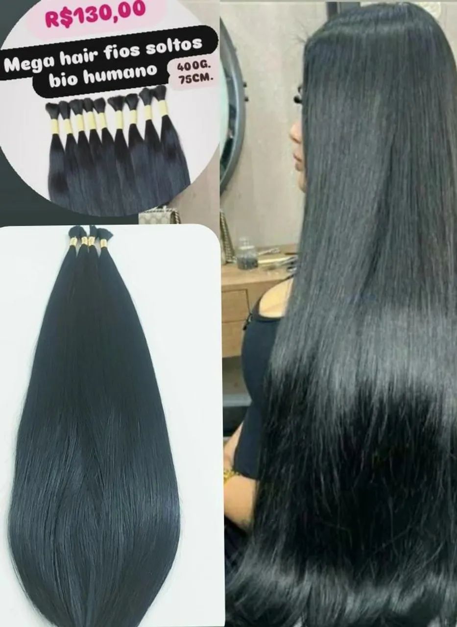 Cabelo bio humano, fios soltos 400G