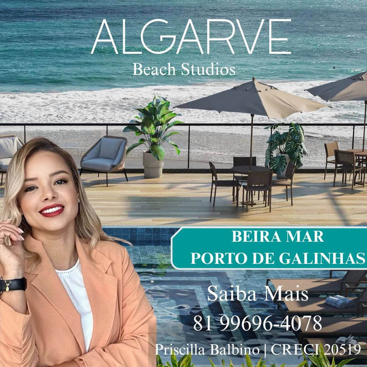 Flats beira-mar Porto de Galinhas | Porto Algarve Beach | lazer completo e alta rentabilid