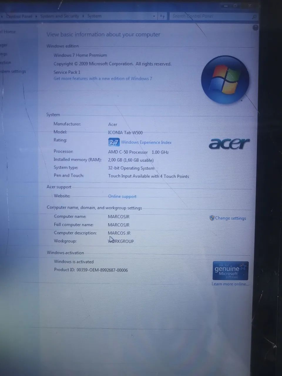 Tablet Acer com Windows 7 - Foto 5