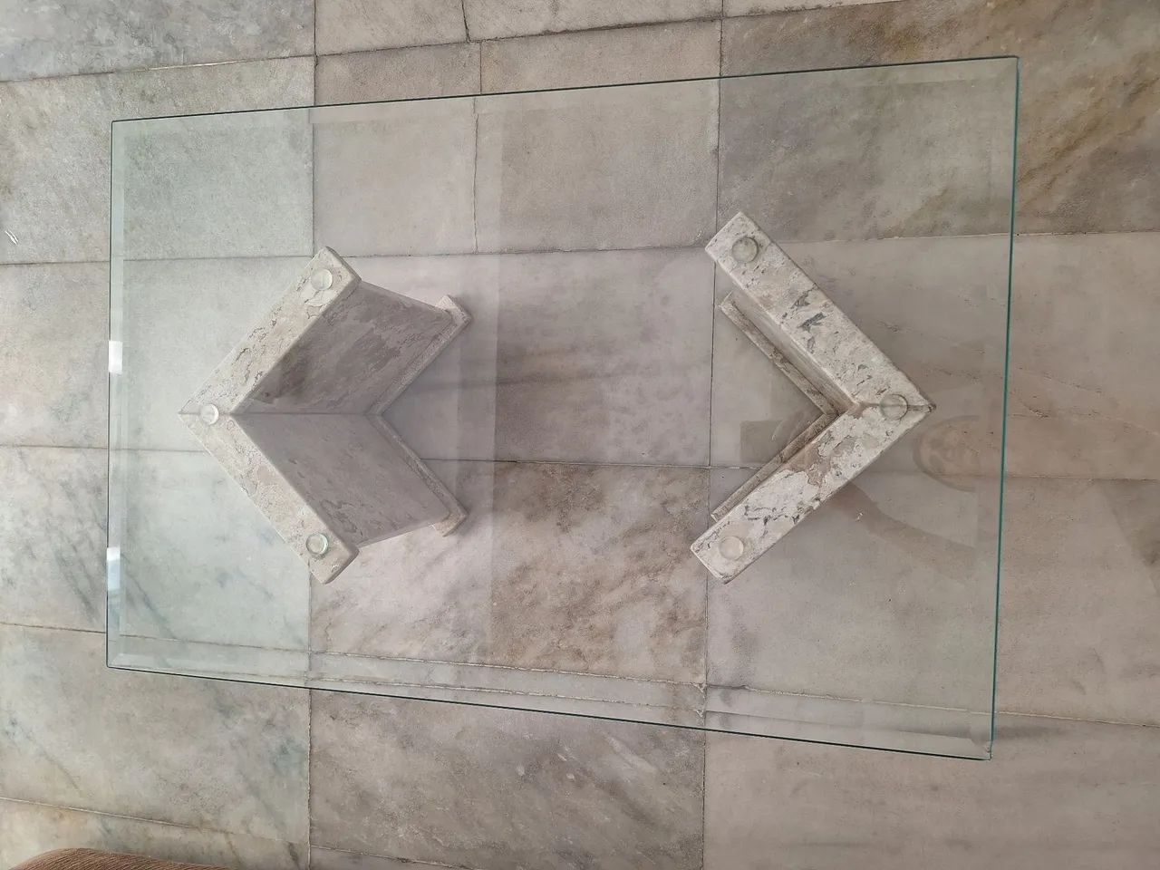 Mesa de Centro em Mármore com Tampo de Vidro - Foto 3