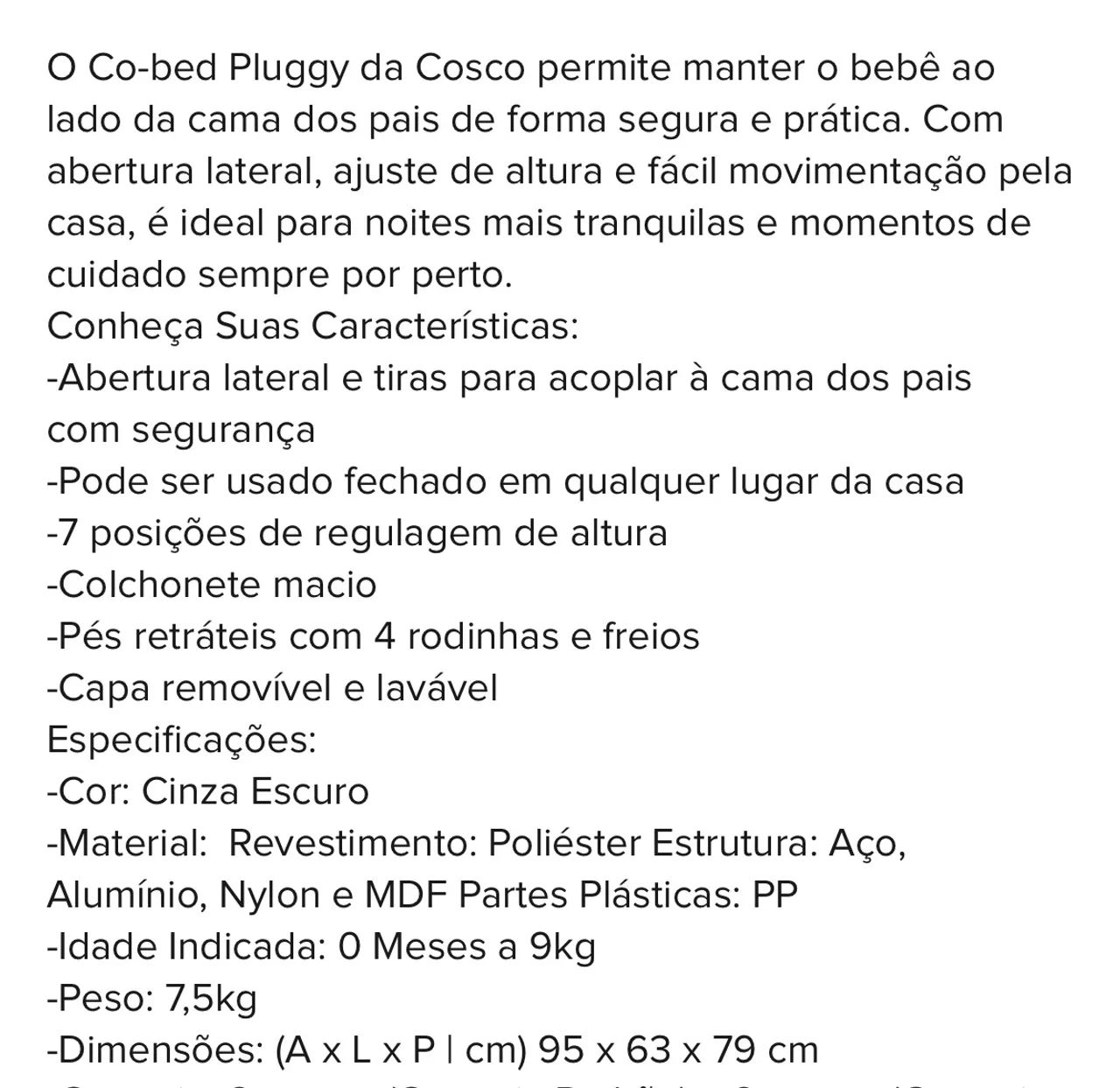 Berço Co-bed Pluggy Cinza Escuro Cosco Kids - Foto 3