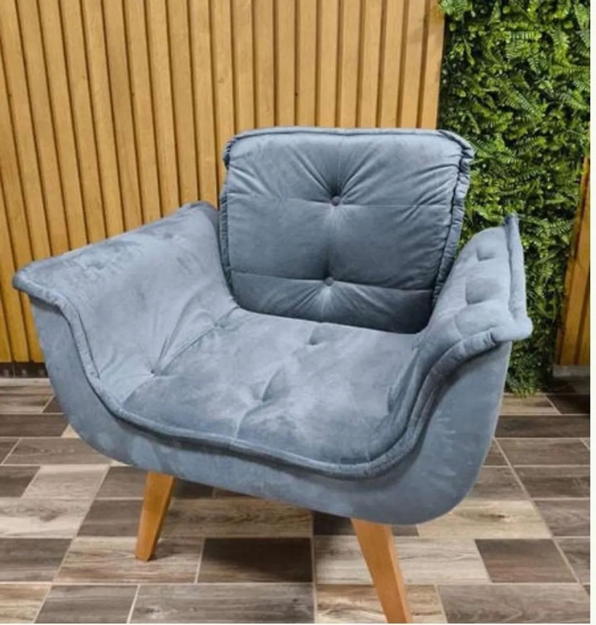 Poltrona Cinza Veludo 65568128226178120
