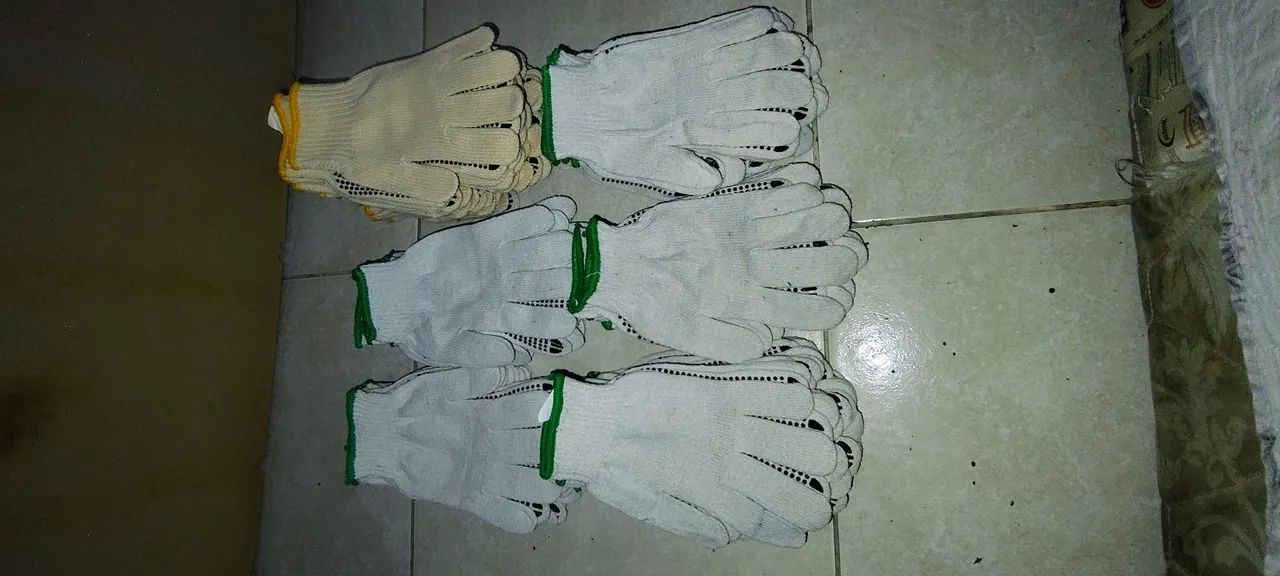 Luva Tricotada Pigmentada Elastobor Branca T9 Punho Verde - Foto 2