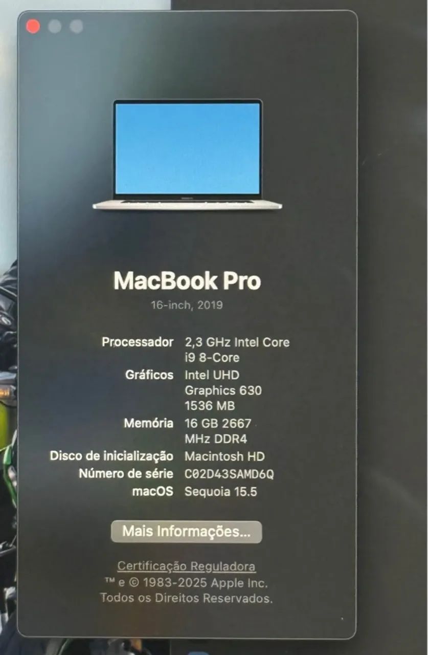 MacBook Pro 2019 16? Core i9 16GB RAM 1TB SSD GPU 4GB - Foto 3