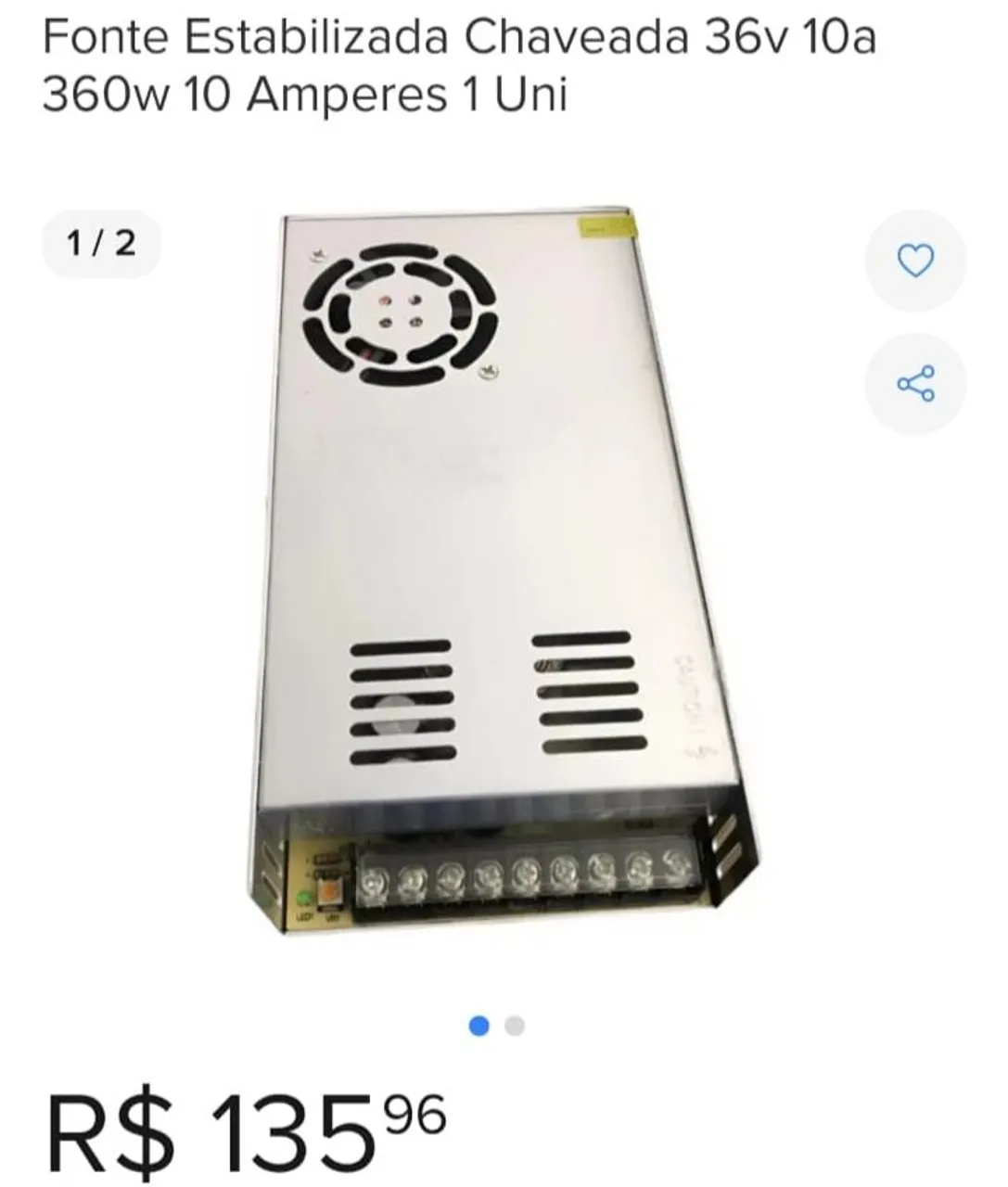 Fonte Estabilizada Chaveada 36V 10A 360W