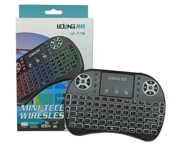 Mini Teclado p/ SmartTv e BoxTv Com Led Lelong Max Le-7716<br>