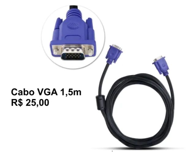Cabo Vga Macho 1,5 Metros Monitor Projetor