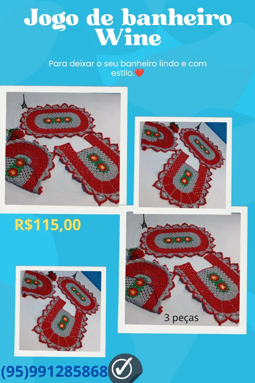Jogo de banheiro Wine em crochê